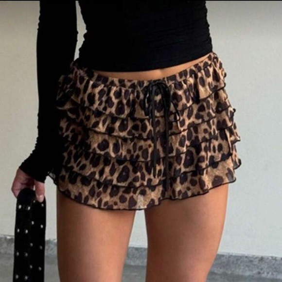 SHEIN Pants - SHEIN Animal Print Layered Skorts